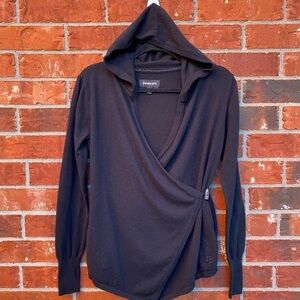 Betabrand Womens XS/S Black Hoodie Wrap Sweater Thumbholes